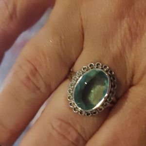 Sterling and aquamarine ring